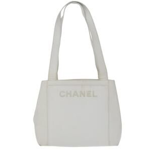 Chanel Shoulder Bag Caviar White Gold